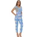 Abstract Stylish Design Pattern Blue Women s Pinafore Overalls Jumpsuit View3