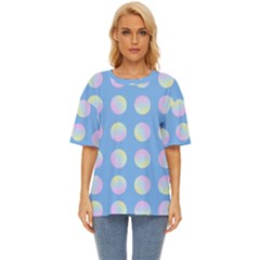 Abstract Stylish Design Pattern Blue Oversized Basic Tee