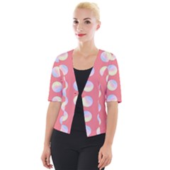 Abstract Stylish Design Pattern Red Cropped Button Cardigan by brightlightarts