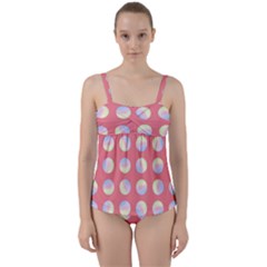 Abstract Stylish Design Pattern Red Twist Front Tankini Set by brightlightarts