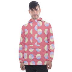 Abstract Stylish Design Pattern Red Men s Front Pocket Pullover Windbreaker