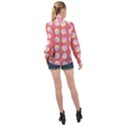 Abstract Stylish Design Pattern Red High Neck Long Sleeve Chiffon Top View2