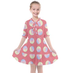 Abstract Stylish Design Pattern Red Kids  All Frills Chiffon Dress by brightlightarts