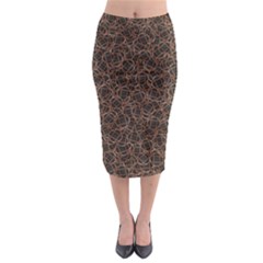 Random Abstract Geometry Motif Pattern Midi Pencil Skirt