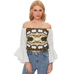  Im Fourth Dimension Trockit Off Shoulder Flutter Bell Sleeve Top