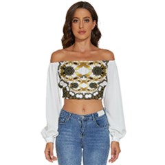  Im Fourth Dimension Trockit Long Sleeve Crinkled Weave Crop Top