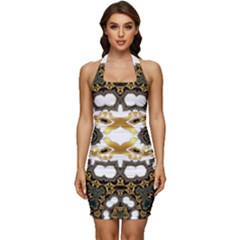  Im Fourth Dimension Trockit Sleeveless Wide Square Neckline Ruched Bodycon Dress