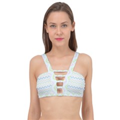 Zigzag Multi-colors White Cage Up Bikini Top by PaperDesignNest