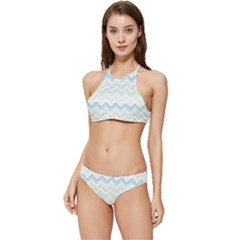 Zigzag Multi-colors White Banded Triangle Bikini Set by PaperDesignNest