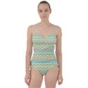 Zigzag Multi-colors Teal Sweetheart Tankini Set View1