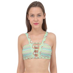 Zigzag Multi-colors Teal Cage Up Bikini Top