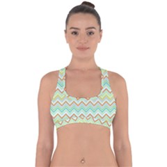 Zigzag Multi-colors Teal Cross Back Hipster Bikini Top 