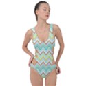 Zigzag Multi-colors Teal Side Cut Out Swimsuit View1