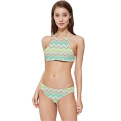 Zigzag Multi-colors Teal Banded Triangle Bikini Set