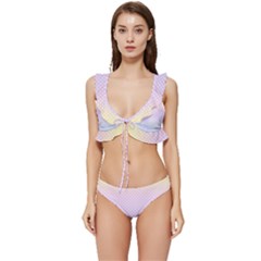 Polka Dots Gradient Pattern Low Cut Ruffle Edge Bikini Set