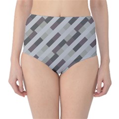 Pale Multicolored Stripes Pattern Classic High-waist Bikini Bottoms by dflcprintsclothing