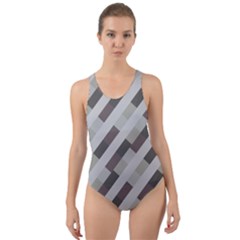 Pale Multicolored Stripes Pattern Cut-out Back One Piece Swimsuit by dflcprintsclothing