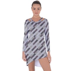 Pale Multicolored Stripes Pattern Asymmetric Cut-out Shift Dress by dflcprintsclothing