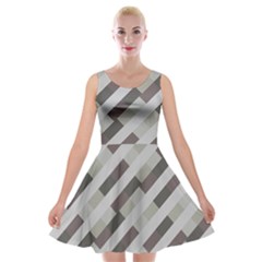 Pale Multicolored Stripes Pattern Velvet Skater Dress by dflcprintsclothing