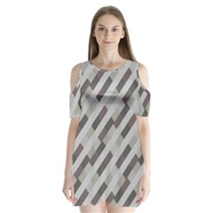 Pale Multicolored Stripes Pattern Shoulder Cutout Velvet One Piece by dflcprintsclothing