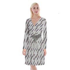 Pale Multicolored Stripes Pattern Long Sleeve Velvet Front Wrap Dress by dflcprintsclothing