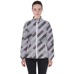 Pale Multicolored Stripes Pattern Women s High Neck Windbreaker by dflcprintsclothing