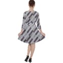 Pale Multicolored Stripes Pattern Quarter Sleeve Ruffle Waist Dress View2