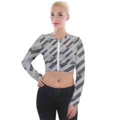 Pale Multicolored Stripes Pattern Long Sleeve Cropped Velvet Jacket by dflcprintsclothing