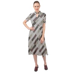 Pale Multicolored Stripes Pattern Keyhole Neckline Chiffon Dress by dflcprintsclothing