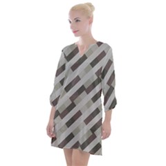 Pale Multicolored Stripes Pattern Open Neck Shift Dress by dflcprintsclothing