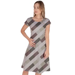 Pale Multicolored Stripes Pattern Classic Short Sleeve Dress by dflcprintsclothing