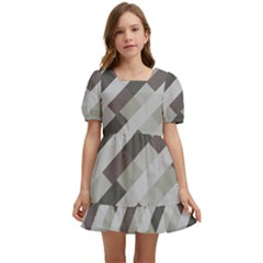 Pale Multicolored Stripes Pattern Kids  Short Sleeve Dolly Dress