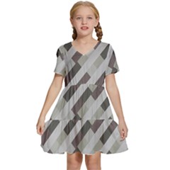 Pale Multicolored Stripes Pattern Kids  Short Sleeve Tiered Mini Dress by dflcprintsclothing