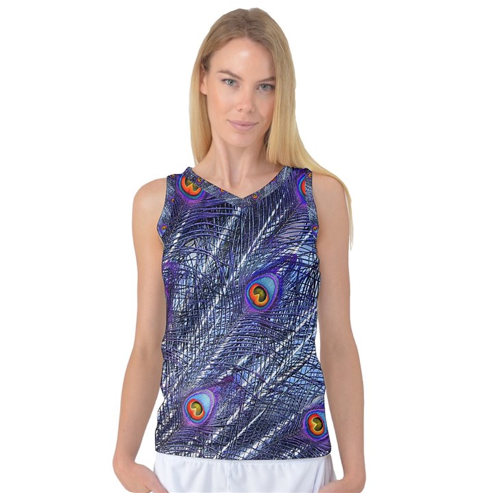 Peacock-feathers-color-plumage Blue Women s Basketball Tank Top