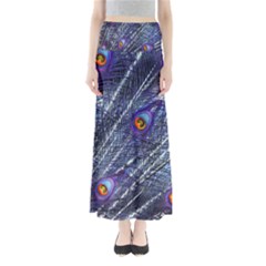 Peacock-feathers-color-plumage Blue Full Length Maxi Skirt by danenraven