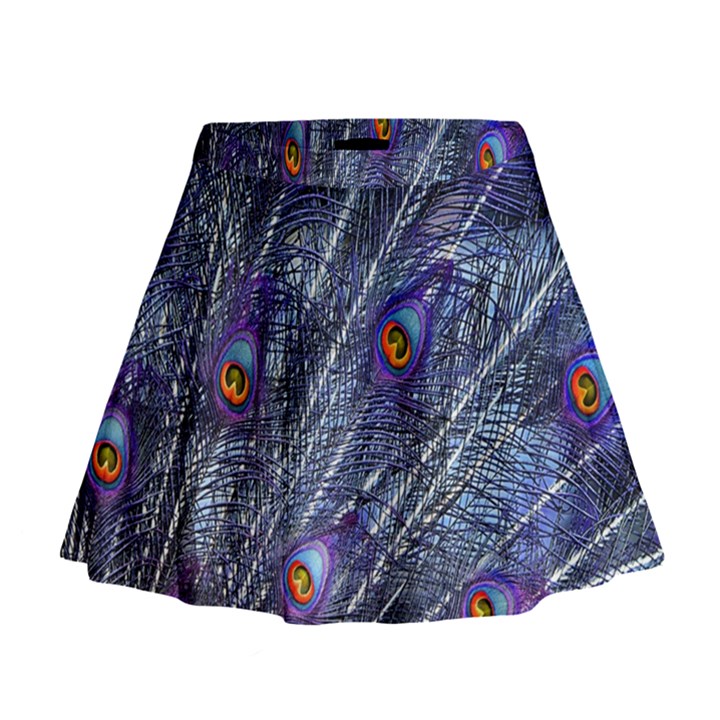 Peacock-feathers-color-plumage Blue Mini Flare Skirt