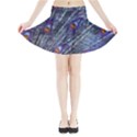 Peacock-feathers-color-plumage Blue Mini Flare Skirt View3