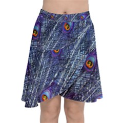 Peacock-feathers-color-plumage Blue Chiffon Wrap Front Skirt by danenraven