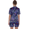 Peacock-feathers-color-plumage Blue Satin Short Sleeve Pajamas Set View2