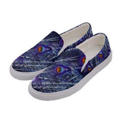 Peacock-feathers-color-plumage Blue Women s Canvas Slip Ons by danenraven