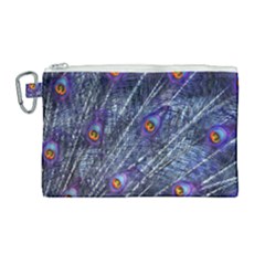 Peacock-feathers-color-plumage Blue Canvas Cosmetic Bag (large) by danenraven