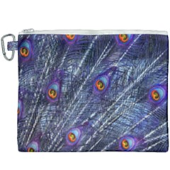 Peacock-feathers-color-plumage Blue Canvas Cosmetic Bag (xxxl) by danenraven