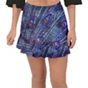 Peacock-feathers-color-plumage Blue Fishtail Mini Chiffon Skirt View1