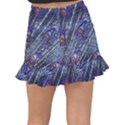 Peacock-feathers-color-plumage Blue Fishtail Mini Chiffon Skirt View2