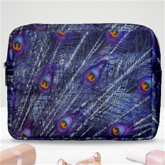 Peacock-feathers-color-plumage Blue Make Up Pouch (large) by danenraven