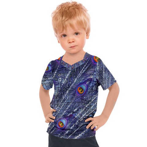 Peacock-feathers-color-plumage Blue Kids  Sports Tee by danenraven