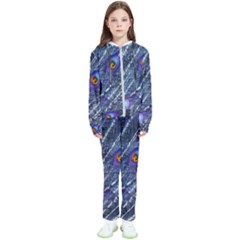 Peacock-feathers-color-plumage Blue Kids  Tracksuit by danenraven