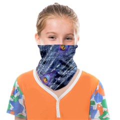 Peacock-feathers-color-plumage Blue Face Covering Bandana (kids) by danenraven