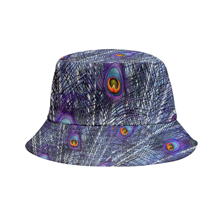 Peacock-feathers-color-plumage Blue Inside Out Bucket Hat