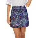 Peacock-feathers-color-plumage Blue Mini Front Wrap Skirt View1